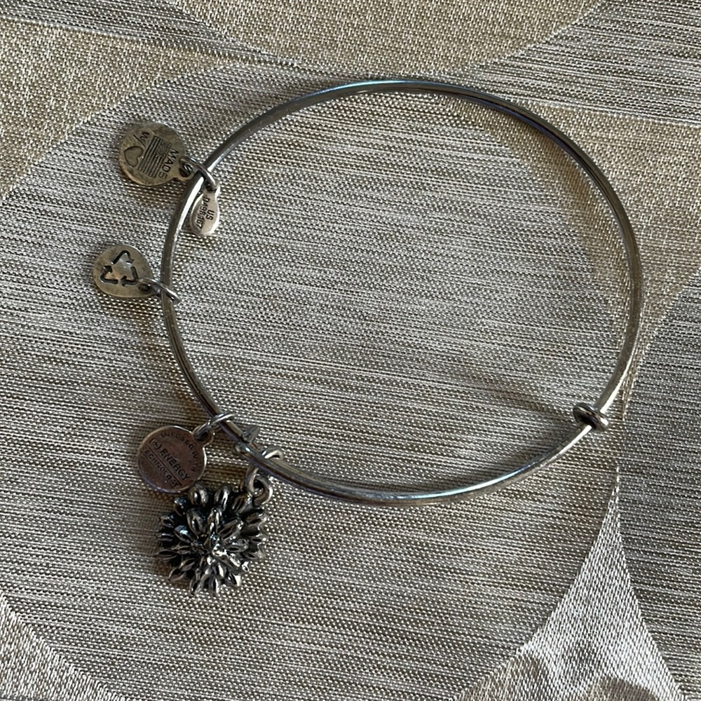 Alex + Ani silver water lily bangle bracelet